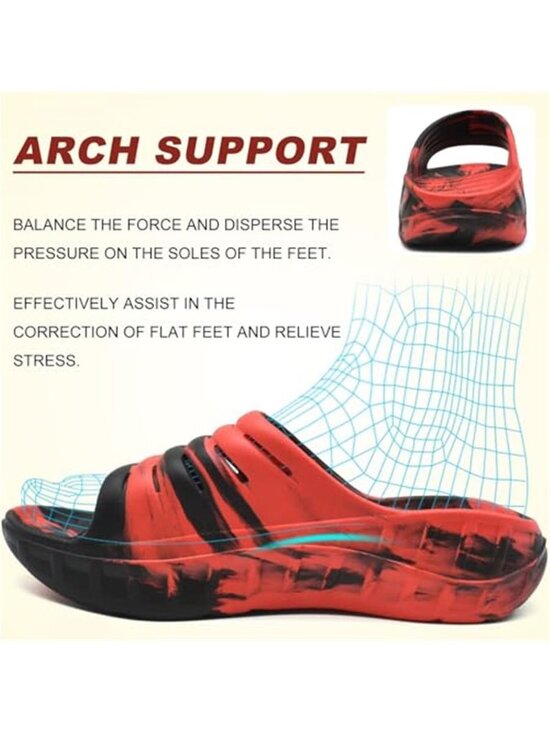 New Mens Recovery Sandals Orthotic Arch Support Open Toe Sport Slides Thick